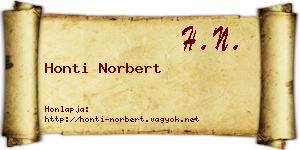 Honti Norbert névjegykártya